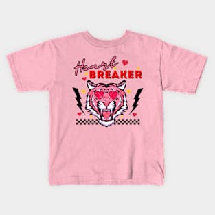 Retro Anti-Valentines Day Heart Breaker 80s 90s Leopard Kids T-Shirt